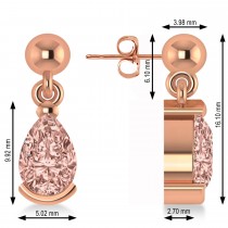 Morganite Dangling Pear Earrings 14k Rose Gold (2.00ct)