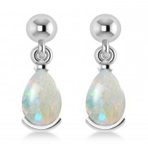 Opal Dangling Pear Earrings 14k White Gold (2.00ct)