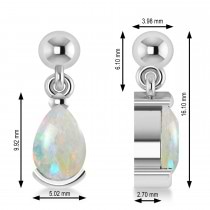 Opal Dangling Pear Earrings 14k White Gold (2.00ct)