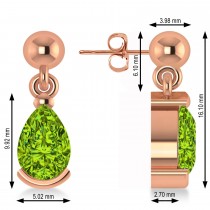 Peridot Dangling Pear Earrings 14k Rose Gold (2.00ct)