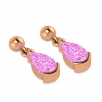 Pink Tourmaline Dangling Pear Earrings 14k Rose Gold (2.00ct)