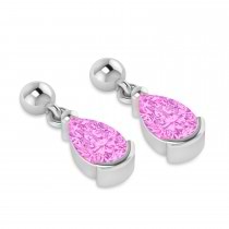 Pink Tourmaline Dangling Pear Earrings 14k White Gold (2.00ct)