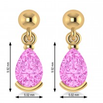 Pink Tourmaline Dangling Pear Earrings 14k Yellow Gold (2.00ct)