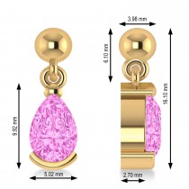 Pink Tourmaline Dangling Pear Earrings 14k Yellow Gold (2.00ct)