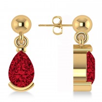 Ruby Dangling Pear Earrings 14k Yellow Gold (2.00ct)