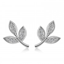 Diamond 3-Petal Leaf Earrings 14k White Gold (0.21ct)