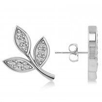 Diamond 3-Petal Leaf Earrings 14k White Gold (0.21ct)