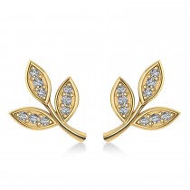 Diamond 3-Petal Leaf Earrings 14k Yellow Gold (0.21ct)