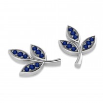 Blue Sapphire 3-Petal Leaf Earrings 14k White Gold (0.21ct)