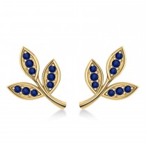 Blue Sapphire 3-Petal Leaf Earrings 14k Yellow Gold (0.21ct)