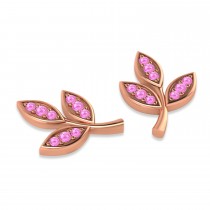 Pink Sapphire 3-Petal Leaf Earrings 14k Rose Gold (0.21ct)