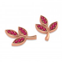 Ruby 3-Petal Leaf Earrings 14k Rose Gold (0.21ct)