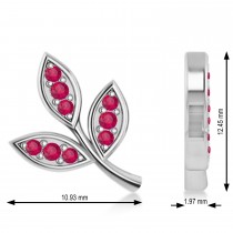 Ruby 3-Petal Leaf Earrings 14k White Gold (0.21ct)