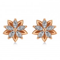 Diamond 5-Petal Flower Earrings 14k Rose Gold (1.40ct)