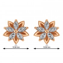 Diamond 5-Petal Flower Earrings 14k Rose Gold (1.40ct)