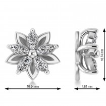 Diamond 5-Petal Flower Earrings 14k White Gold (1.40ct)
