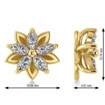 Diamond 5-Petal Flower Earrings 14k Yellow Gold (1.40ct)