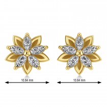 Diamond 5-Petal Flower Earrings 14k Yellow Gold (1.40ct)