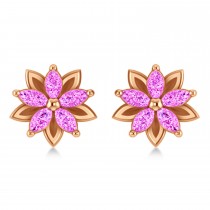 Pink Sapphire 5-Petal Flower Earrings 14k Rose Gold (1.40ct)