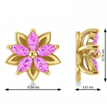 Pink Sapphire 5-Petal Flower Earrings 14k Yellow Gold (1.40ct)