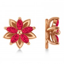 Ruby 5-Petal Flower Earrings 14k Rose Gold (1.40ct)
