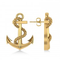 Anchor With Rope Earrings 14k Yellow Gold