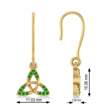 Tsavorite Celtic Knot Dangle Earrings 14k Yellow Gold (0.15ct)