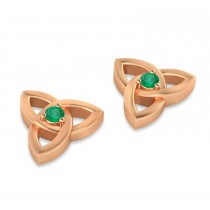 Emerald Celtic Knot Stud Earrings 14k Rose Gold (0.10ct)