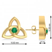 Emerald Celtic Knot Stud Earrings 14k Yellow Gold (0.10ct)