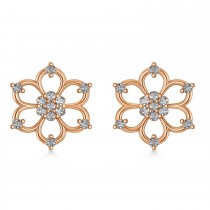 Diamond Six-Petal Flower Earrings 14k Rose Gold (0.26ct)