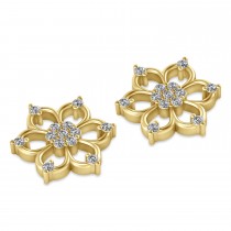 Diamond Six-Petal Flower Earrings 14k Yellow Gold (0.26ct)