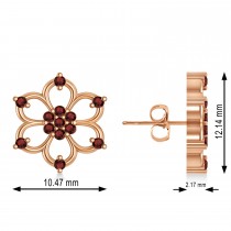 Garnet Six-Petal Flower Earrings 14k Rose Gold (0.26ct)