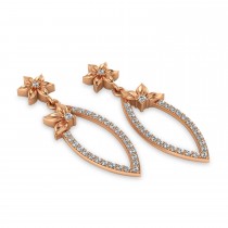 Diamond Flower Dangling Earrings 14k Rose Gold (0.58ct)