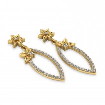 Diamond Flower Dangling Earrings 14k Yellow Gold (0.58ct)