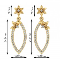 Diamond Flower Dangling Earrings 14k Yellow Gold (0.58ct)