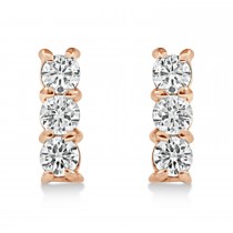 Diamond Three-Stone Bar Earrings 14k Rose Gold (0.25ct)