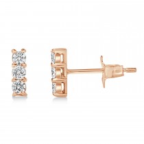 Diamond Three-Stone Bar Earrings 14k Rose Gold (0.25ct)