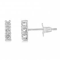 Diamond Three-Stone Bar Earrings 14k White Gold (0.25ct)