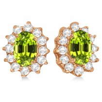 Oval Peridot & Diamond Accented Earrings 14k Rose Gold (2.05ct)