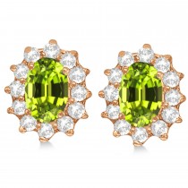 Oval Peridot & Diamond Accented Earrings 14k Rose Gold (2.05ct)
