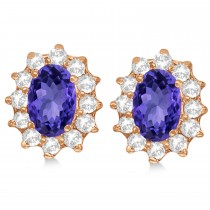 Oval Tanzanite & Diamond Accented Earrings 14k Rose Gold (2.05ct)