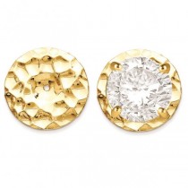 Hammered Disc Earring Jackets in Plain Metal 14k Yellow Gold