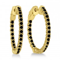 Prong-Set Black Diamond Hoop Earrings in 14k Yellow Gold (1.00ct)