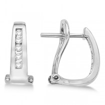 Channel-Set Diamond Huggie Omega Earrings 14k White Gold (0.25ct)