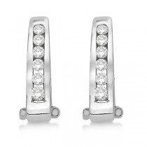 Channel-Set Diamond Huggie Omega Earrings 14k White Gold (0.50ct)