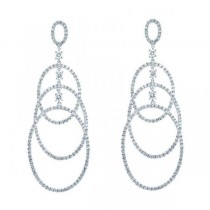 Diamond Triple Oval Dangle Bridal Earrings 14k White Gold (1.68ct)