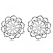 Diamond Halo Flower Earring Jackets 14k White Gold 1.00ct