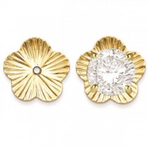 Flower Fancy Earring Jackets in Plain Metal 14k Yellow Gold
