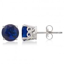 Round Bow Exotic Kyanite Stud Earrings 14k White Gold (2.10ct)