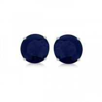 Blue Sapphire Stud Earrings Sterling Silver Prong Set (3.20ct)